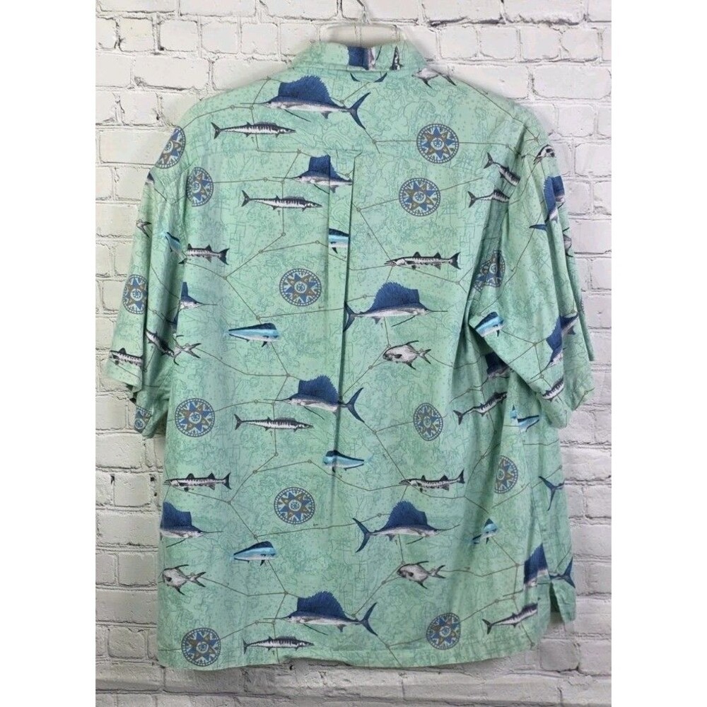 Columbia River Men's Large Blue Aqua Marine S/S Fishing Shirt